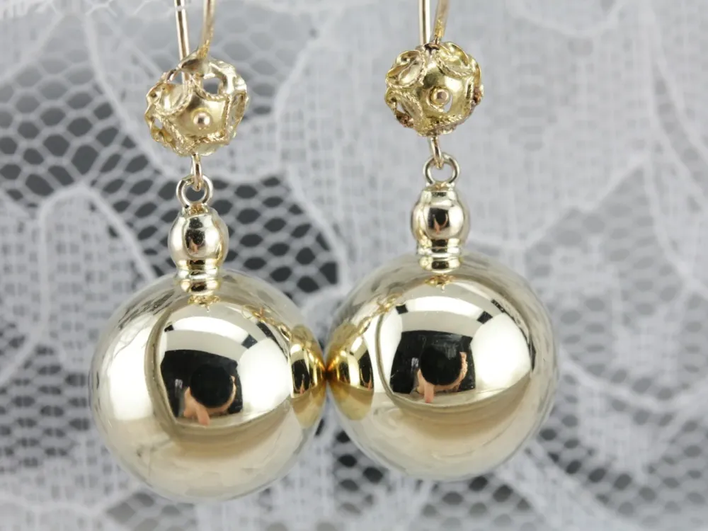 Geel Gold Ball Drop Earrings