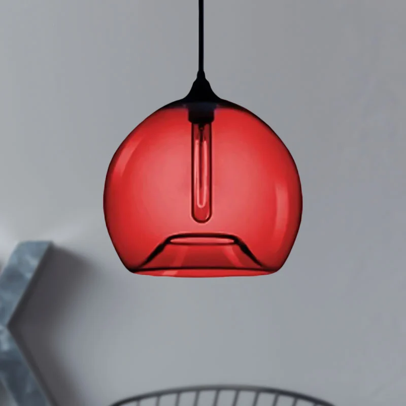 Glaswerk Ball Shade Suspension Light Modern Style1 Light Red/Brown/Blue Hanging Ceiling Light Smoke