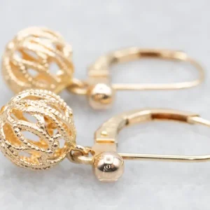 Goud Filigree Ball Drop Earrings
