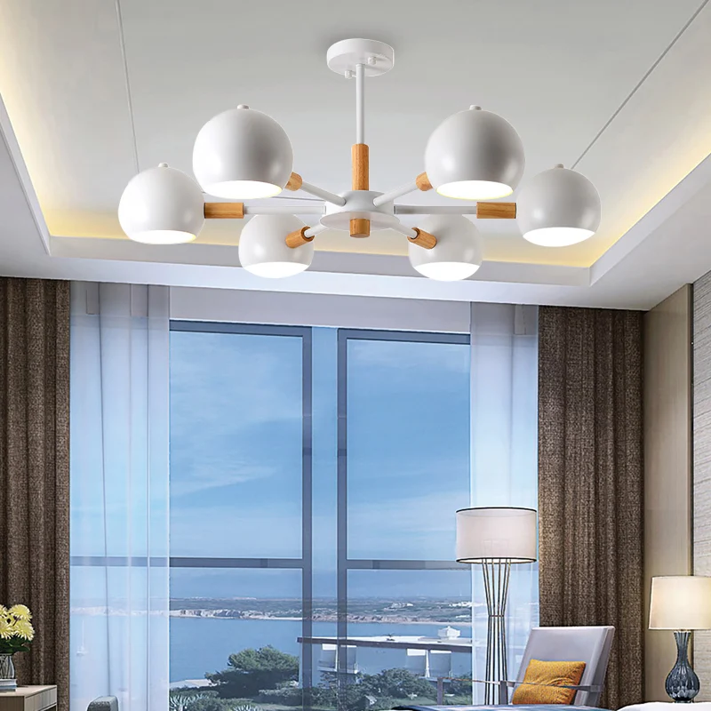 Grey/White Ball Pendant Chandelier Modernism Metalen 3/6/8 Heads Hanging Ceiling Light Living Room Grey