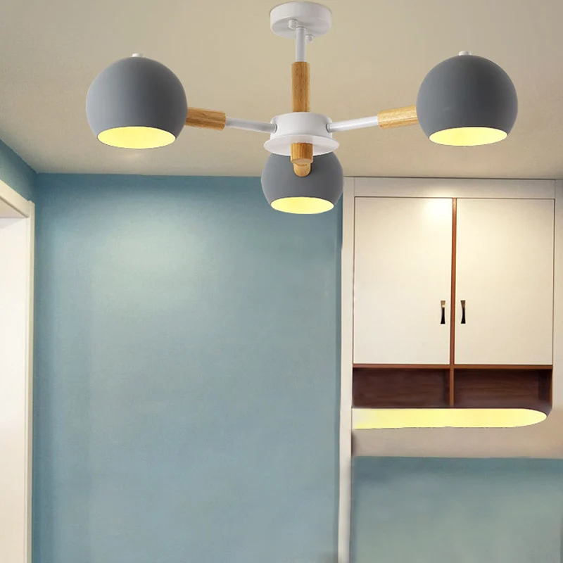 Grey/White Ball Pendant Chandelier Modernism Metalen 3/6/8 Heads Hanging Ceiling Light Living Room Grey