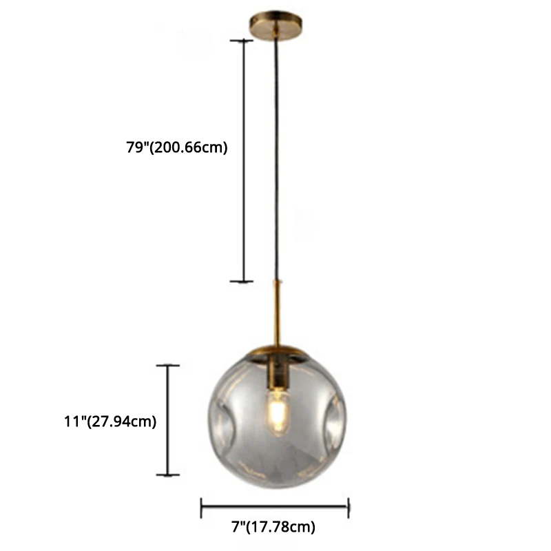 Irregular Glass Ball 1-Light Handzaam Pendant Light Modern Minimalist Hanging Lighting Fixture Dining Room Kitchen Smoke