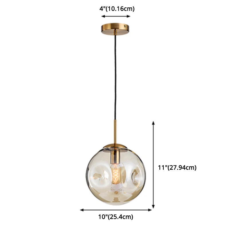 Irregular Glass Ball 1-Light Mini Pendant Light Strak Minimalist Hanging Lighting Fixture Dining Room Kitchen Smoke