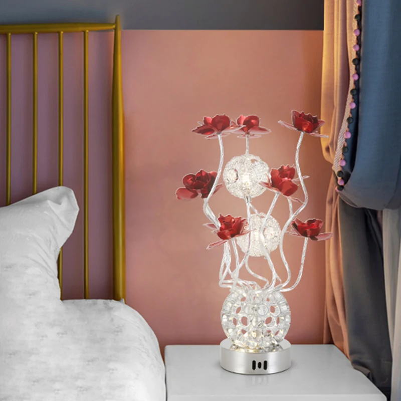 Metalen Sphere Desk Lighting Decorative LED Bedside Light Table Lamp Purple/Red, Warm/White Light Purple