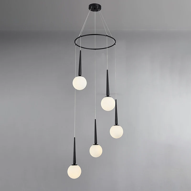 Milky Glass Ball Cluster Pendant Modern Style Hanging Light Fixture Metaal Ring Top Gold