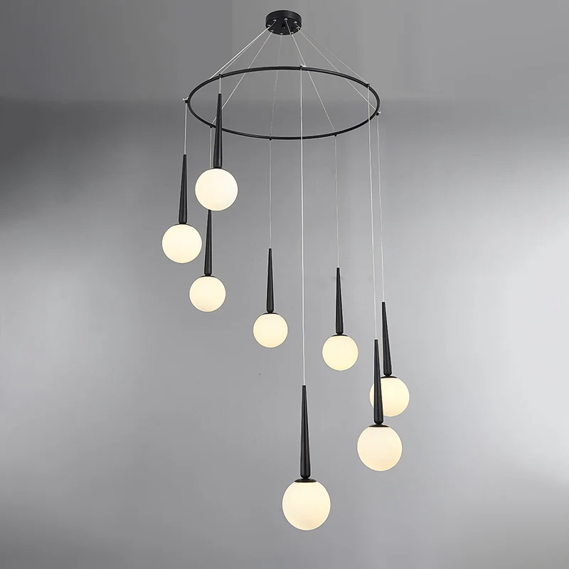 Milky Glass Ball Cluster Pendant Modern Style Hanging Light Fixture Metaal Ring Top Gold