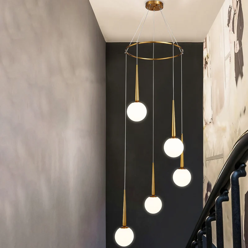 Milky Glass Ball Cluster Pendant Modern Style Hanging Light Fixture Metaal Ring Top Gold