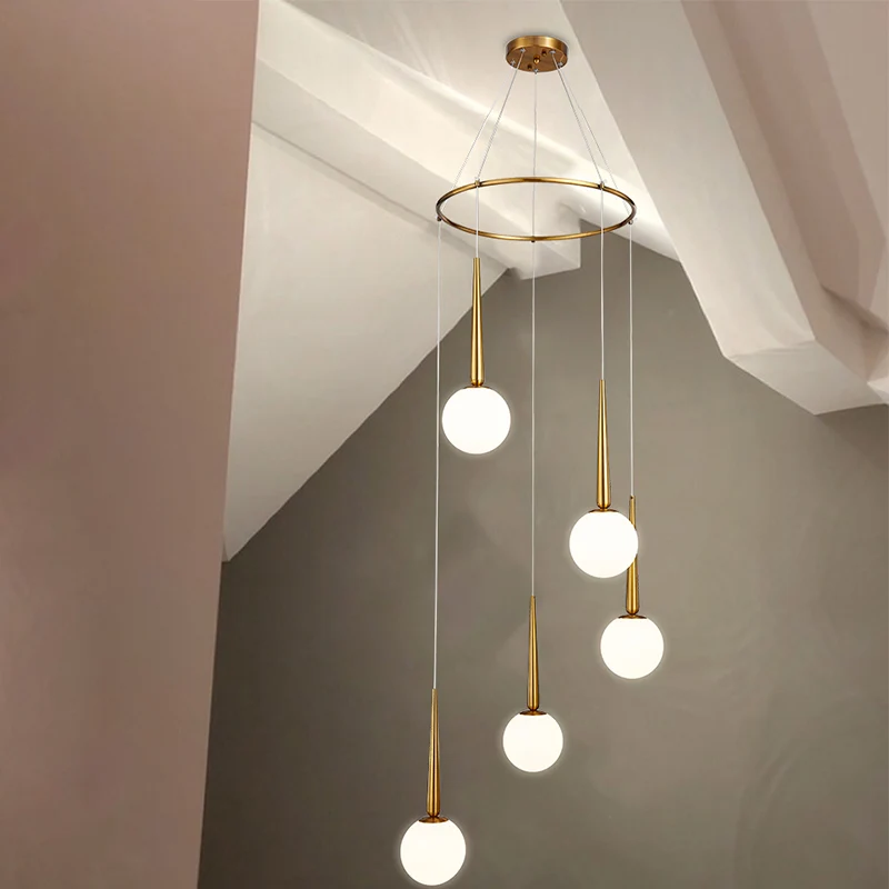Milky Glass Ball Cluster Pendant Modern Style Hanging Light Fixture Metaal Ring Top Gold