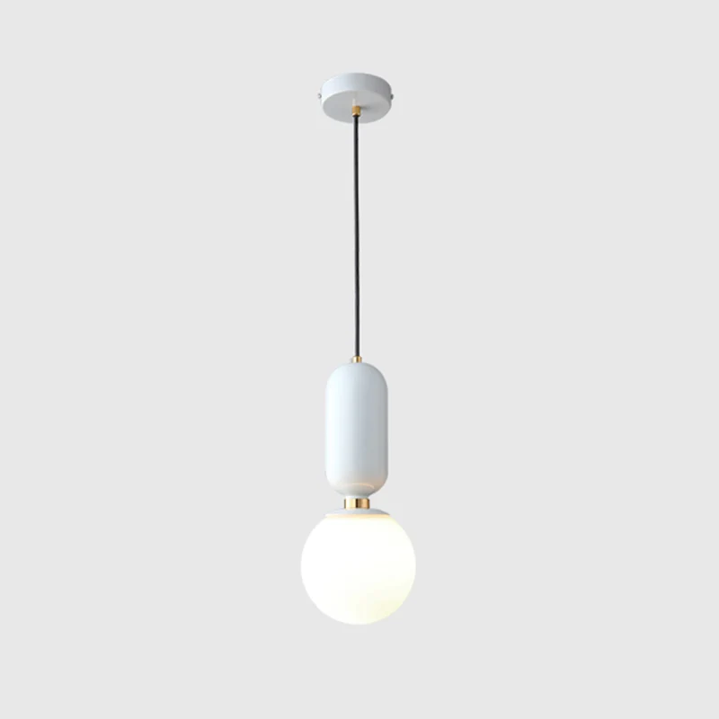 Milky Glaswerk Ball Suspension Lamp Simplicity 1-Bulb Pendant Lighting Fixture Living Room Gold