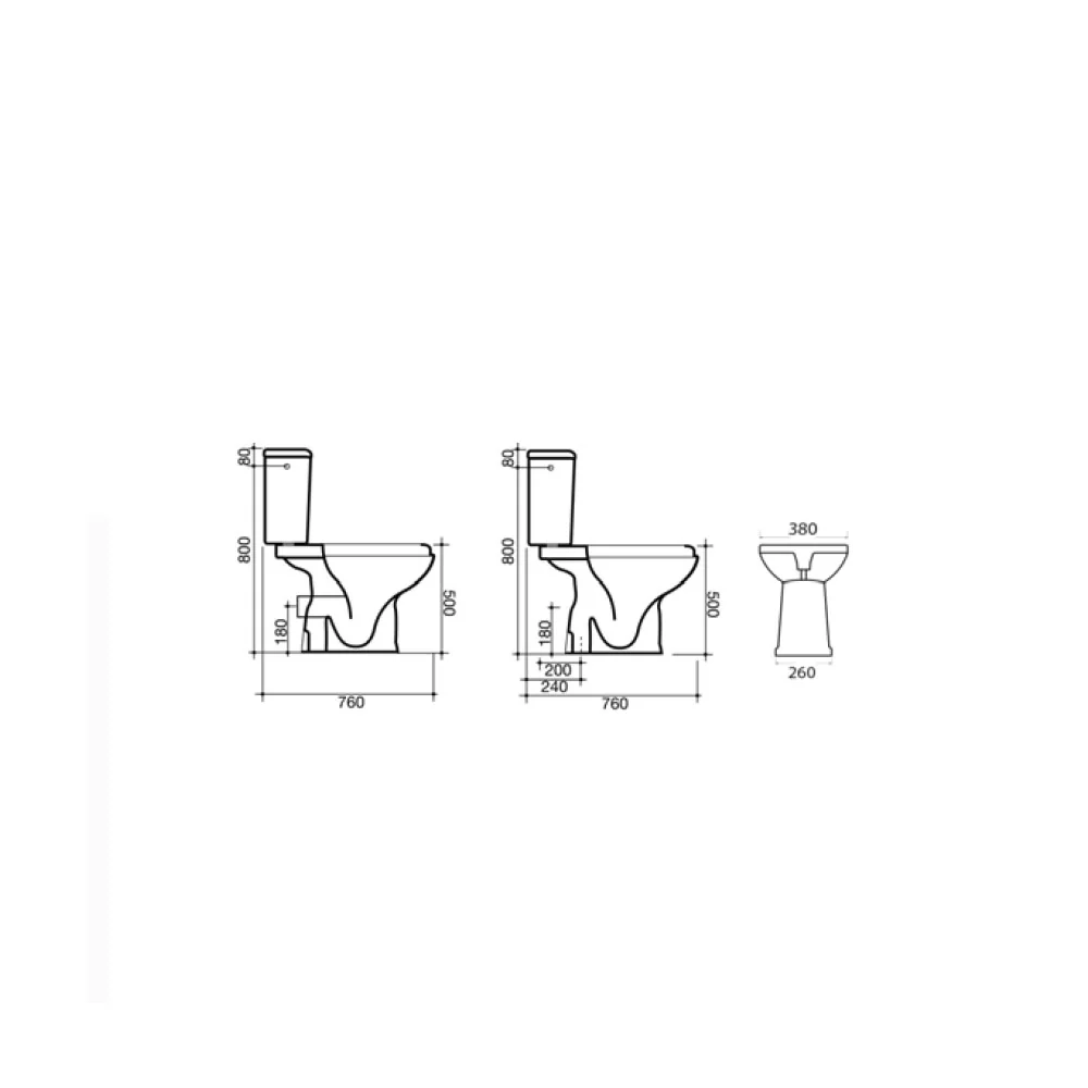 Monoblock melkwit ceramic bowl and cistern floor drain ideal people disabilities