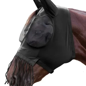 Puck Fly Mask Zip And Nose Fringes Zwart SHP