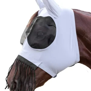 Puck Fly Mask Zip And Nose Fringes Kwikzilver Grey F
