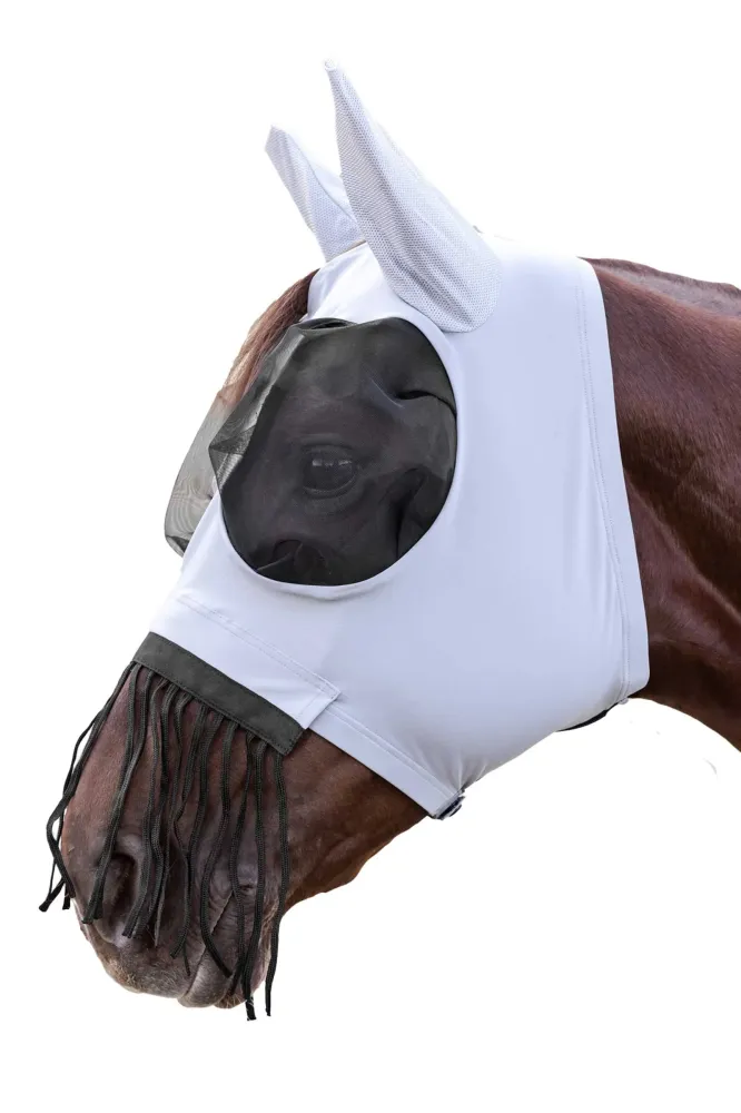 Puck Fly Mask Zip And Nose Fringes Kwikzilver Grey F