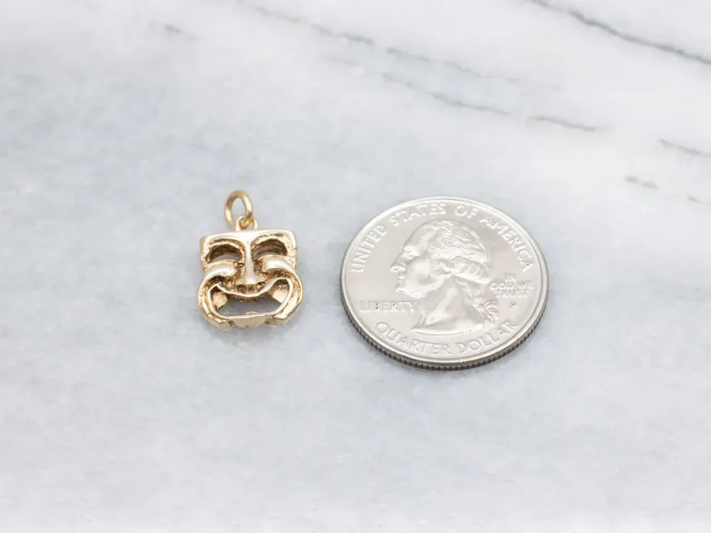 Reversible Comedy and Tragedy Masks Charm Pendant