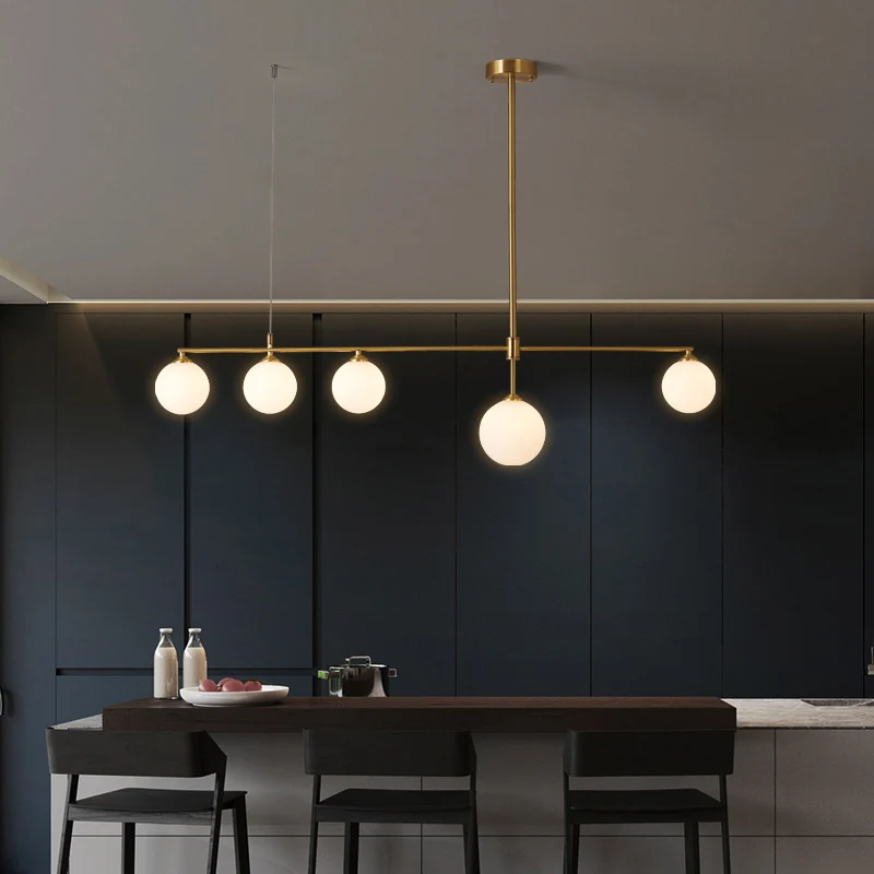 Simplicity Ball hanglamp opaline glazen eetkamer eilandlamp goud