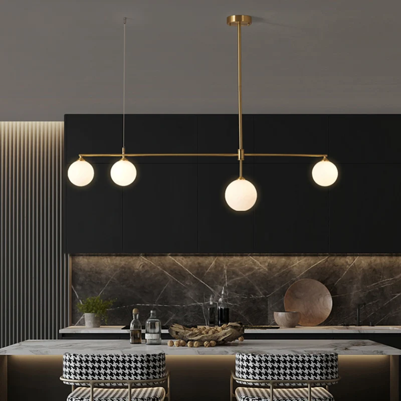 Simplicity Ball hanglamp opaline glazen eetkamer eilandlamp goud