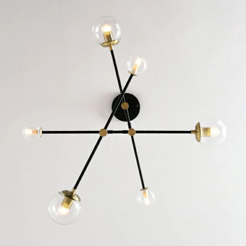 Simplicity Ball Shade Chandelier Glass Bedroom Suspended Lighting Fixture Wentelbaar Rod Arm Amber
