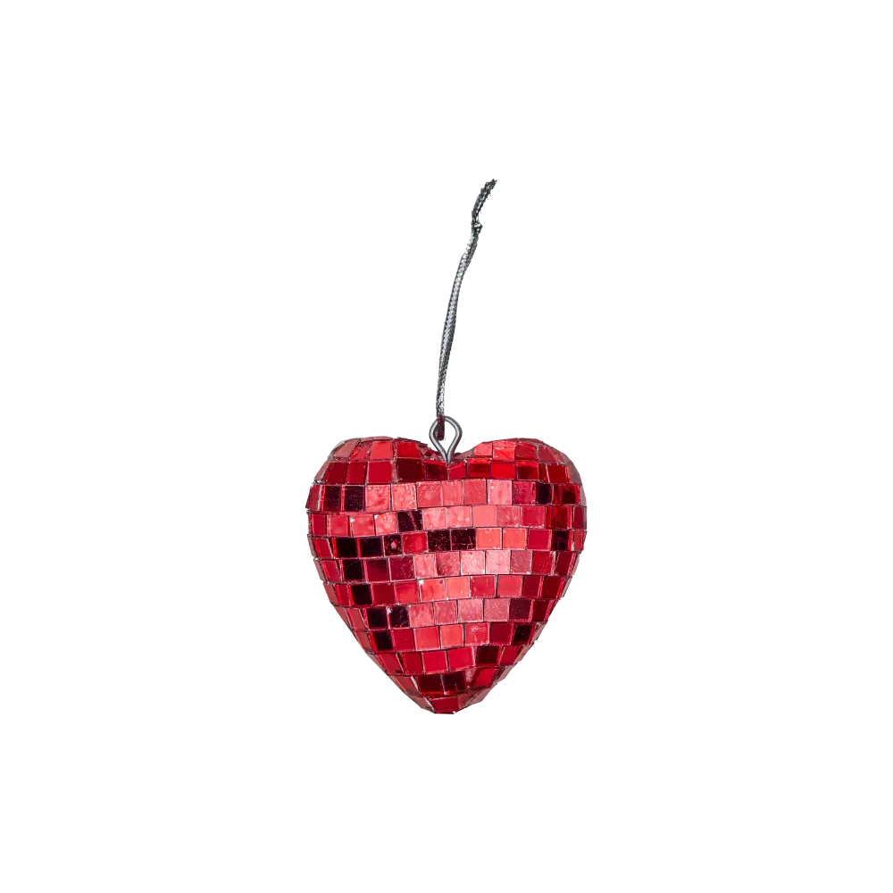 Small Heart Disco Ball - Rood