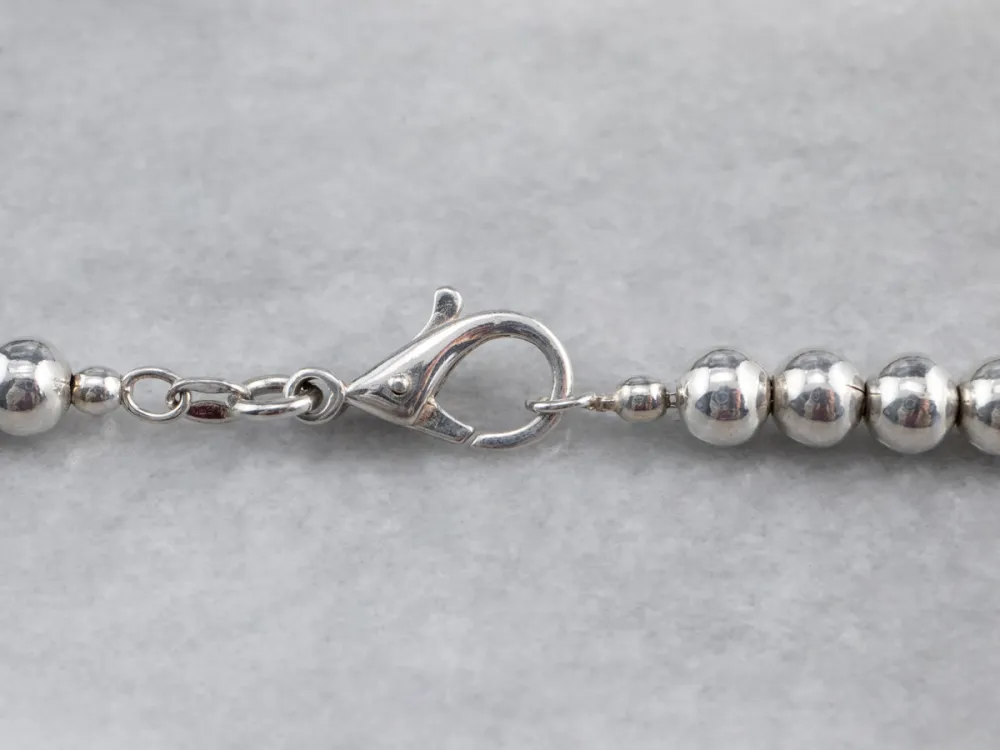 Sterling Kwikzilver Graduated Beaded Ball Necklace
