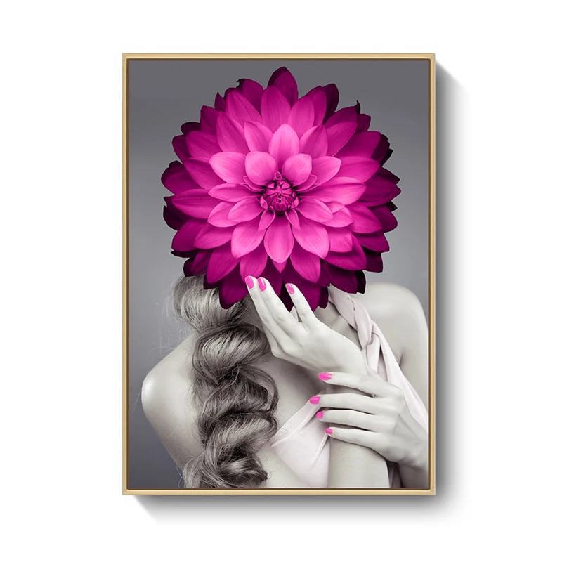 Stylish Woman Wearing Mask Canvas Girls Bedroom, Light Color, Reliëf Surface Blue