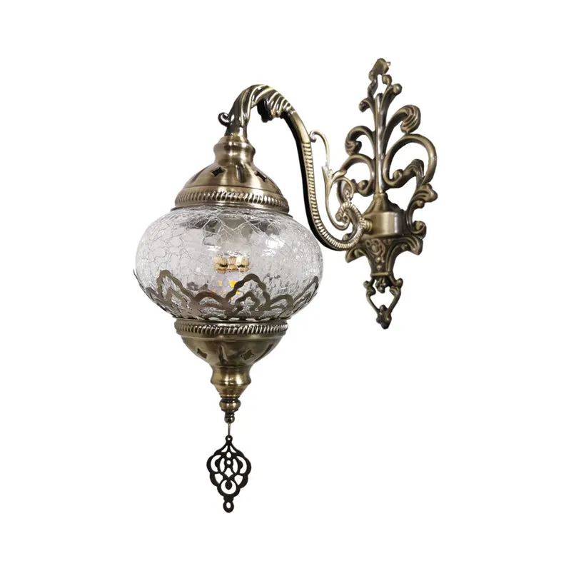 Traditionele Ball Sconce-lamp, 1 lamp, metalen wandmontage, verlichting wit/geel, 5"/7" groot