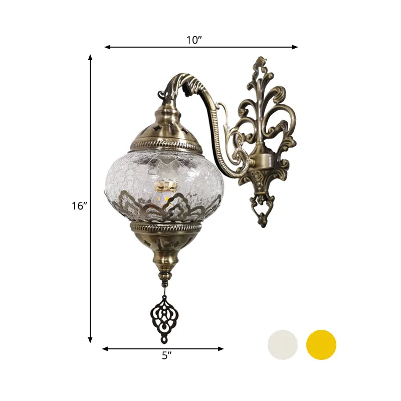 Traditionele Ball Sconce-lamp, 1 lamp, metalen wandmontage, verlichting wit/geel, 5"/7" groot