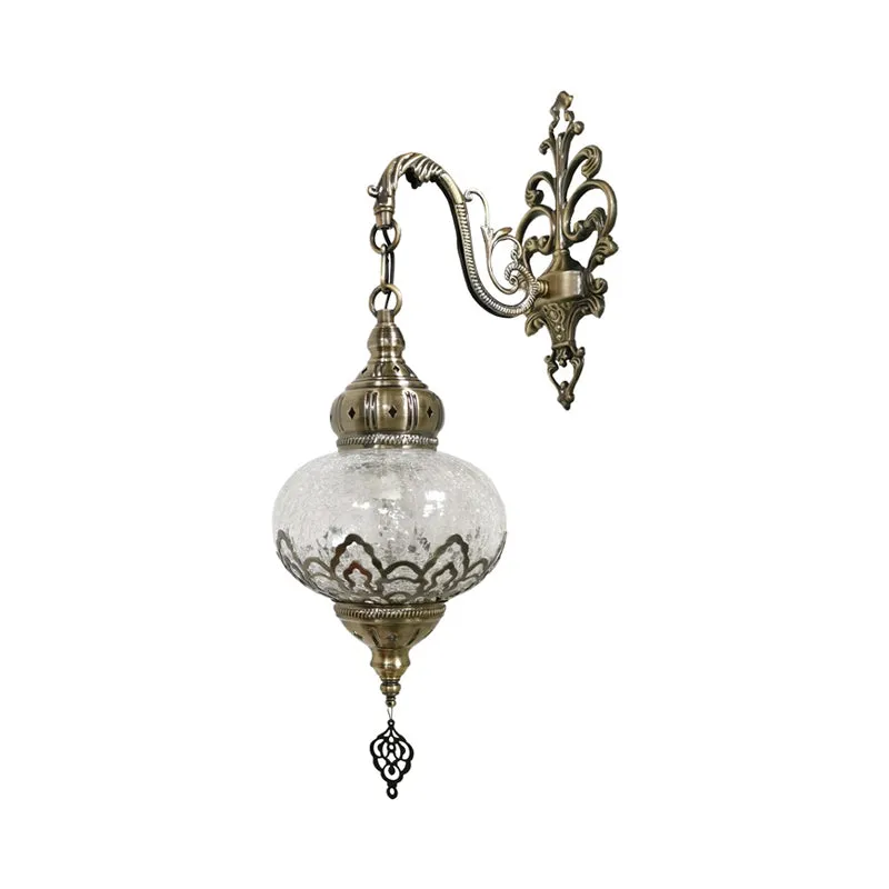 Traditionele Ball Sconce-lamp, 1 lamp, metalen wandmontage, verlichting wit/geel, 5"/7" groot