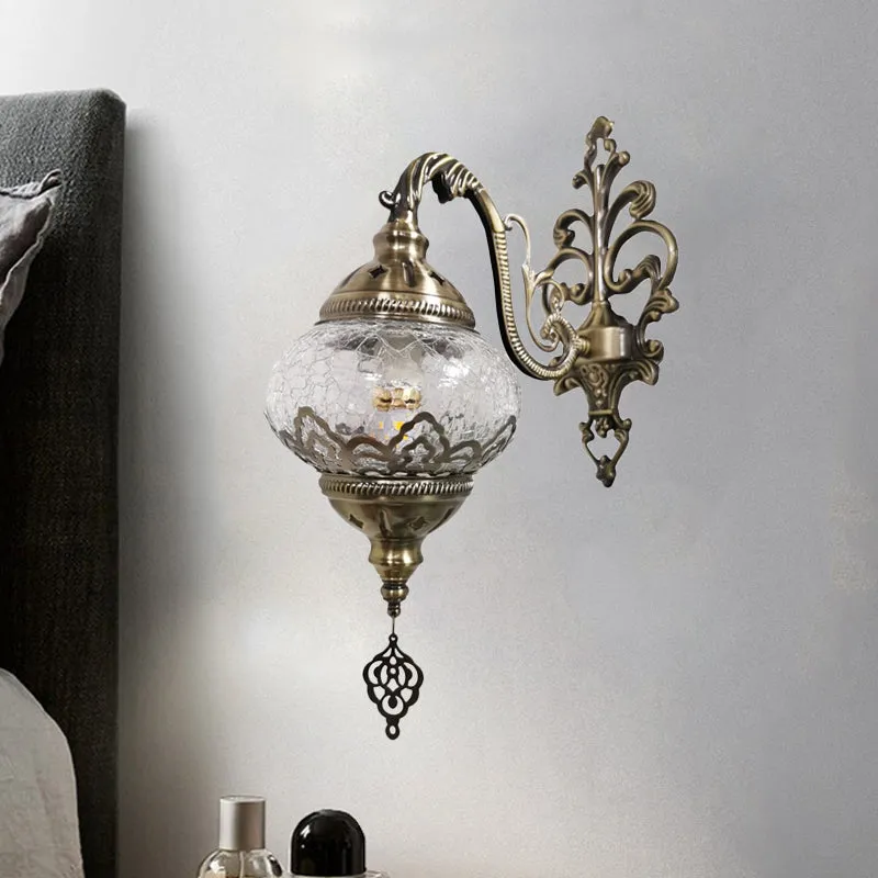 Traditionele Ball Sconce-lamp, 1 lamp, metalen wandmontage, verlichting wit/geel, 5"/7" groot