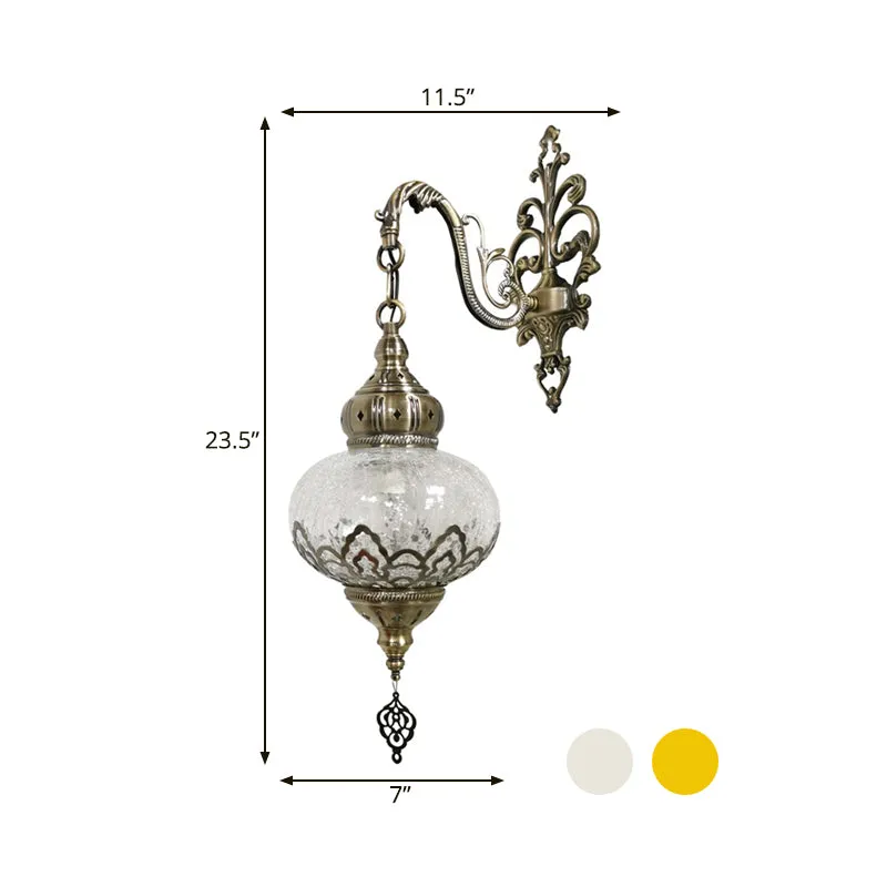 Traditionele Ball Sconce-lamp, 1 lamp, metalen wandmontage, verlichting wit/geel, 5"/7" groot