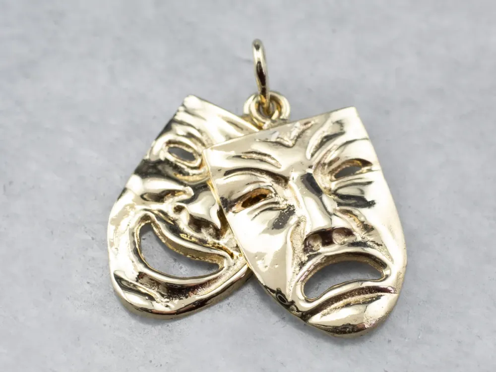 Verguld Comedy and Tragedy Masks Pendant