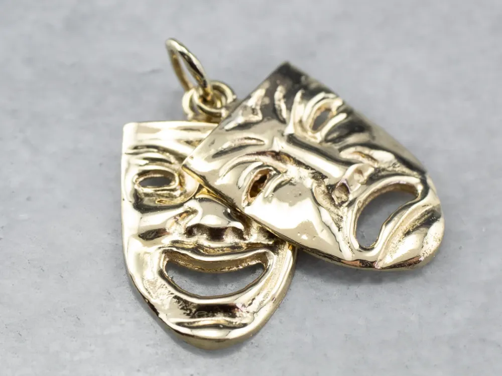 Verguld Comedy and Tragedy Masks Pendant