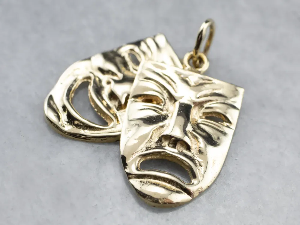 Verguld Comedy and Tragedy Masks Pendant