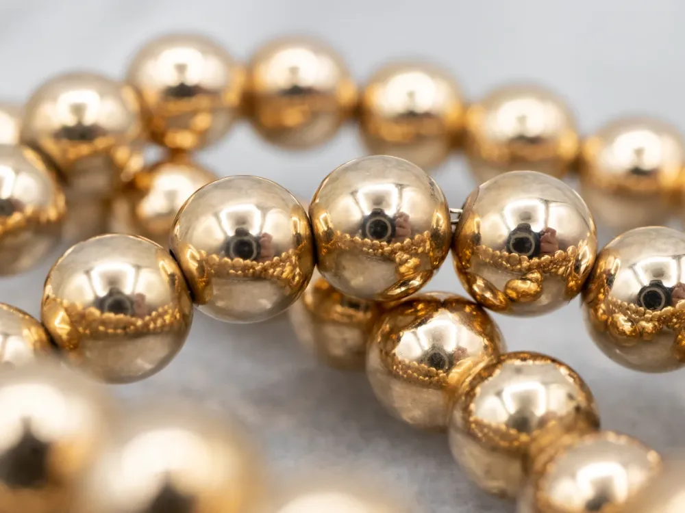 Vintage 14-Karat Goudgeel Gold Beaded Ball