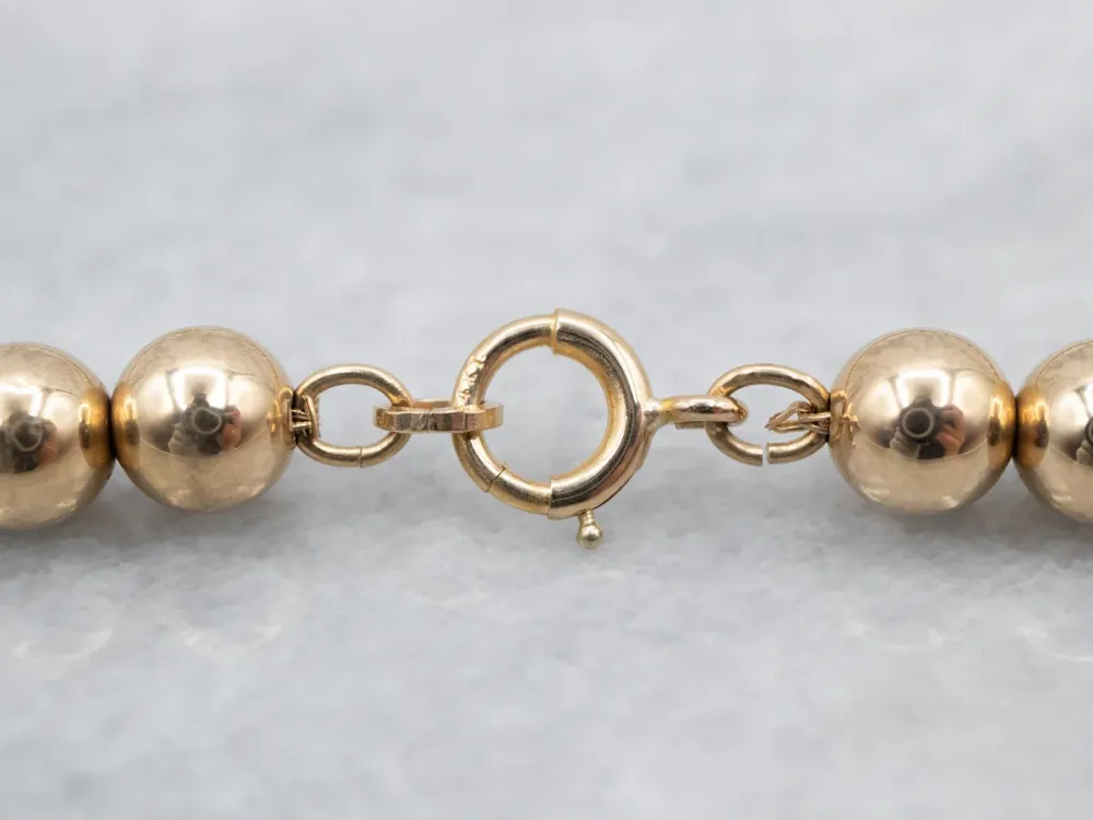 Vintage 14-Karat Goudgeel Gold Beaded Ball
