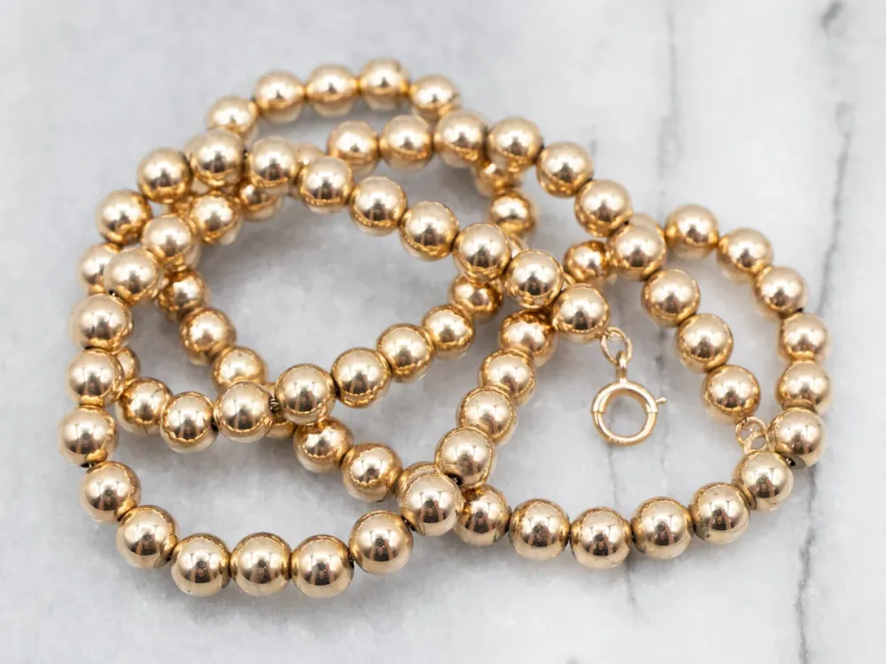 Vintage 14-Karat Yellow Gouden Beaded Ball