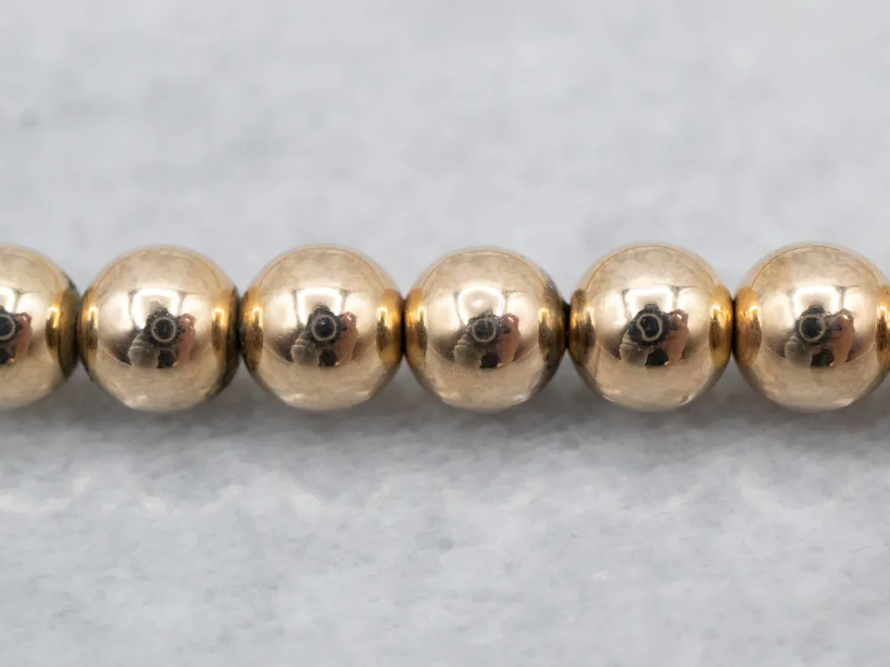 Vintage 14-Karat Yellow Gouden Beaded Ball