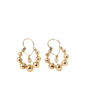 Vintage hoop earrings mosterdgeel gold faceted balls and pearls