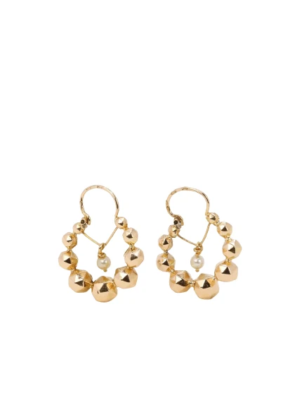 Vintage hoop earrings mosterdgeel gold faceted balls and pearls
