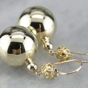 Yellow Gold Ball Drop Earrings