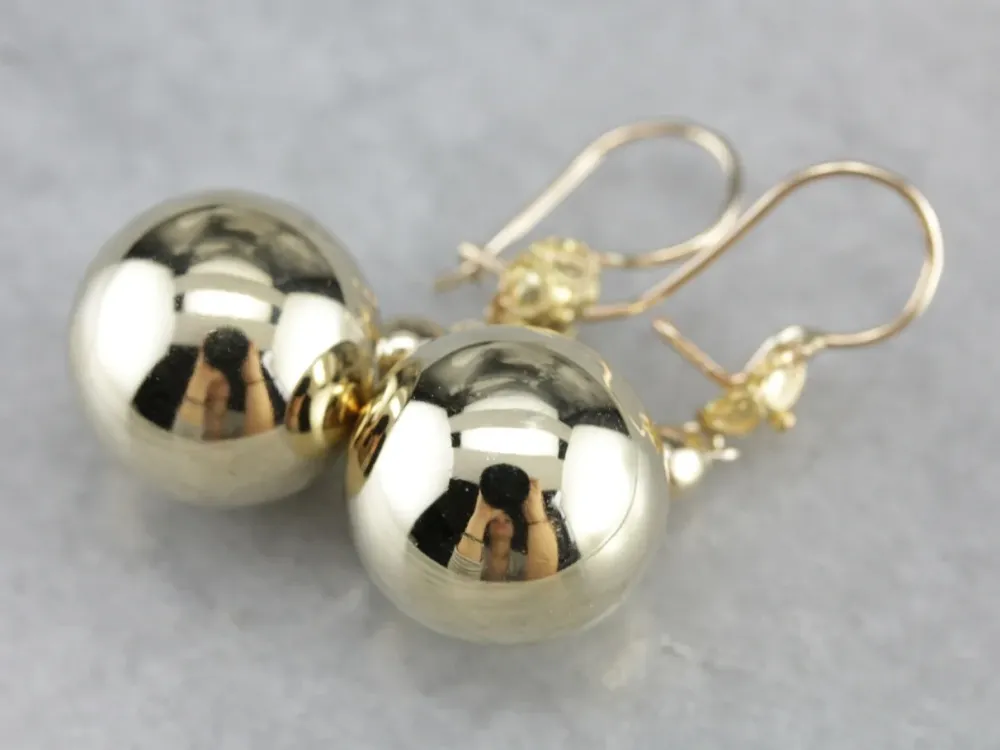 Yellow Gold Ball Drop Earrings