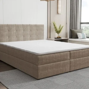 Set bed met bedbodem met opbergruimte - 180 x 200 cm - Stof - Taupegrijs - KIDA van YSMÉE