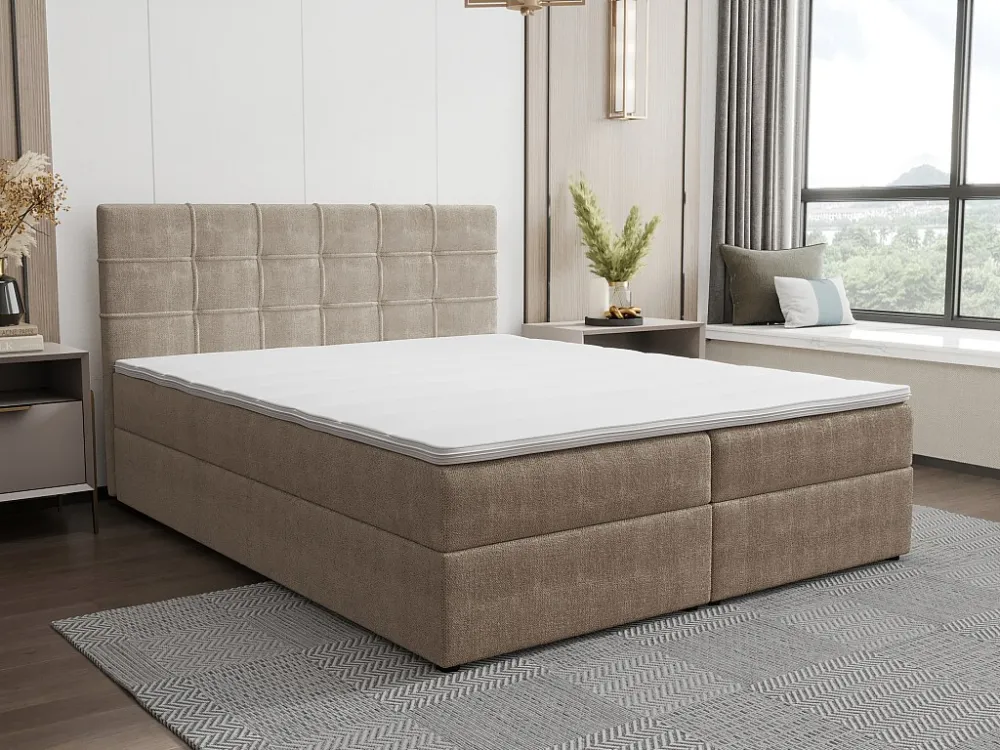 Set bed met bedbodem met opbergruimte - 160 x 200 cm - Stof - Taupegrijs - KIDA van YSMÉE