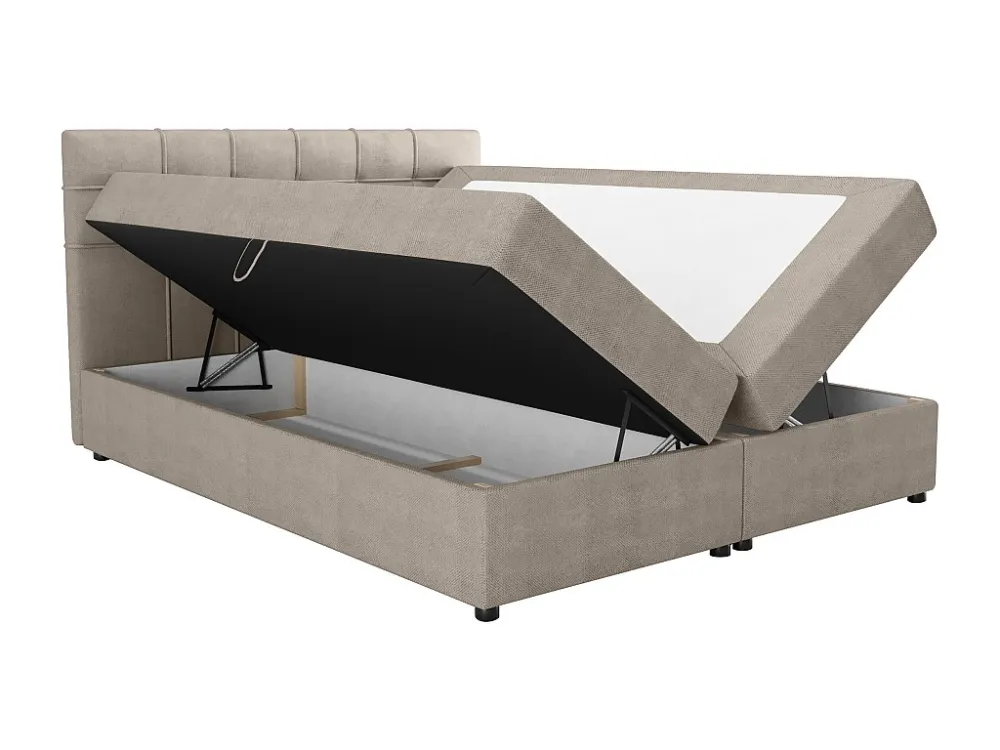 Set bed met bedbodem met opbergruimte - 160 x 200 cm - Stof - Taupegrijs - KIDA van YSMÉE