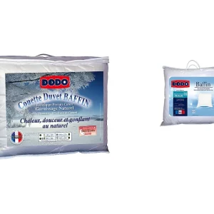 Set DODO dekbed logischerwijs 220 x 240 cm + 2 hoofdkussens dons BAFFIN 65 x 65 cm