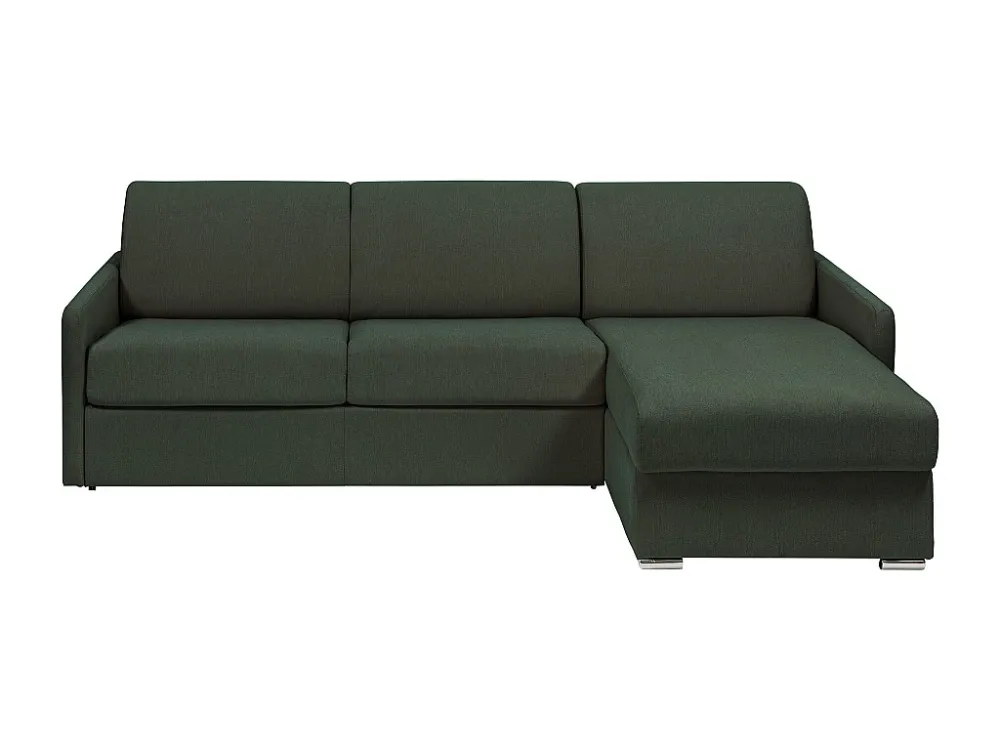 Snel om te bouwen slaapbank met hoek dennengroene stof Bed met latten van 160 cm Matras 14 cm CALIFE