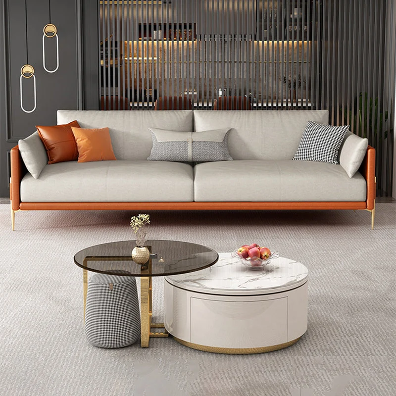 Contemporary Standard Square Arm Leren Settee Couch Pillows 71l