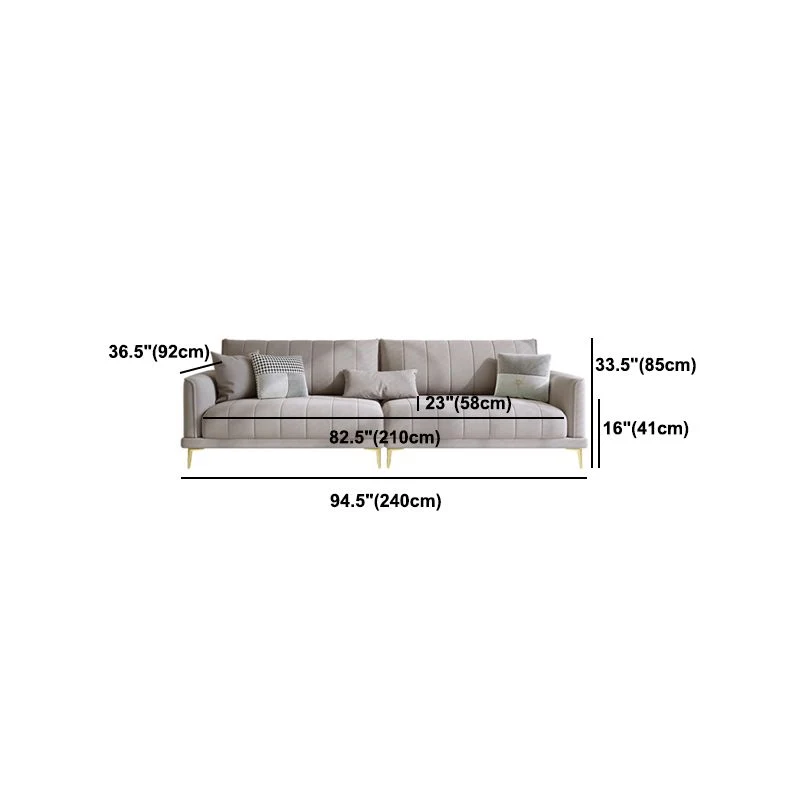 Flanellen Contemporary Square Regulier Arm Settee Couch Pillows Grey 47l