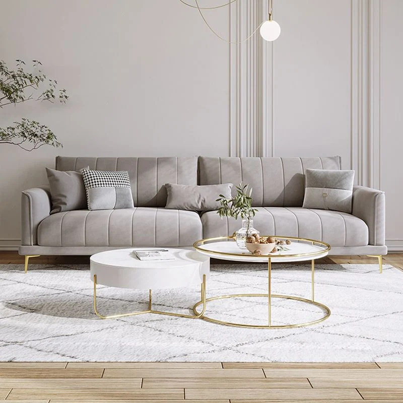Flanellen Contemporary Square Regulier Arm Settee Couch Pillows Grey 47l