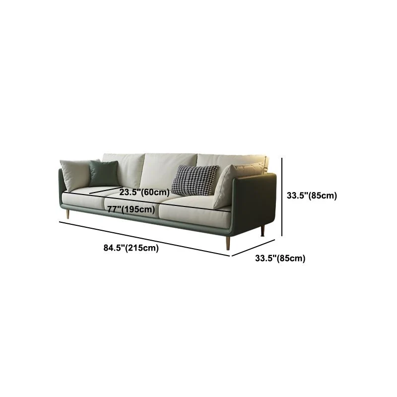 Flanellen Contemporary Standard Sofa Set Square Arm Faux Natuurleer Settee Couch 39l
