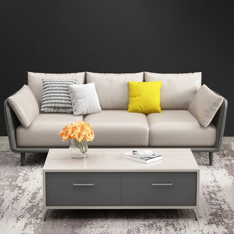 Flanellen Stain Resistant Standaard Faux Leather Square Arm Settee Couch Pillows 41l